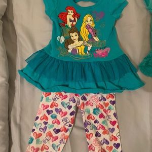 Disney Princess Matching Outfit Girl Shorts Set 2T